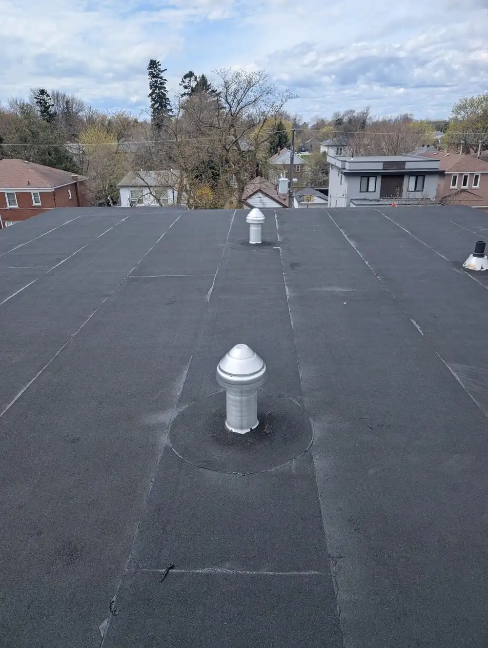 Completed flat roofing project in North York
